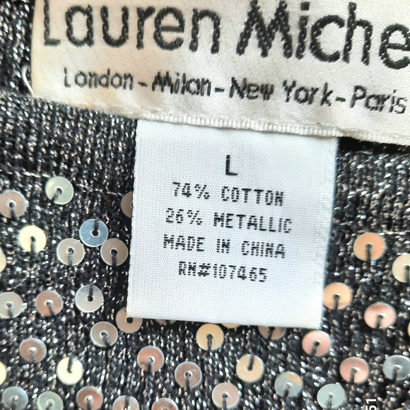 Large Lauren Michelle Grey Beaded Sleeveless elegant Sweater Top - Picture 15 of 17